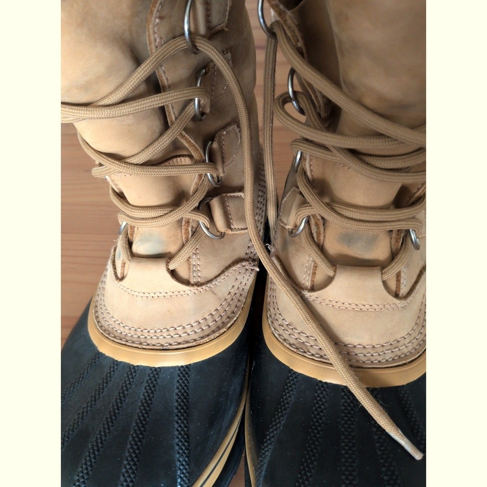 Sorel Caribou Snow Boots Womens 8 Waterproof Leather Shearling Lined Winter Buff - Picture 11 of 11